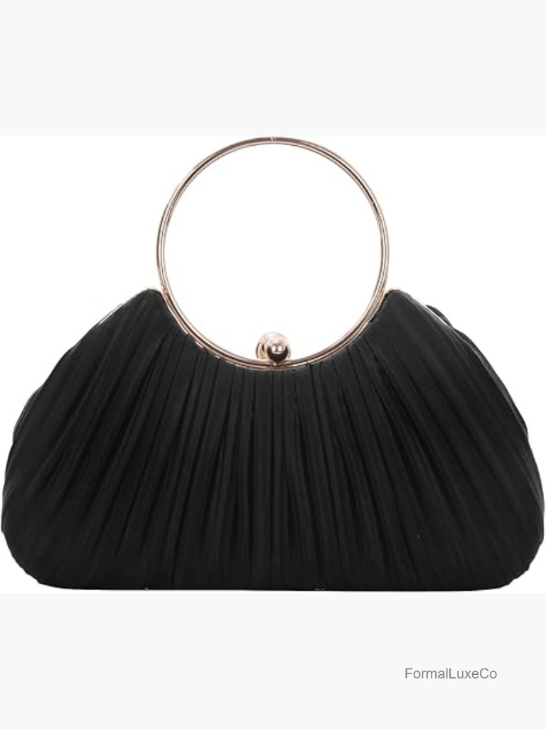 Satin Clutch Purses For Women Formal Evening Bag Wedding Guest Handbag Round